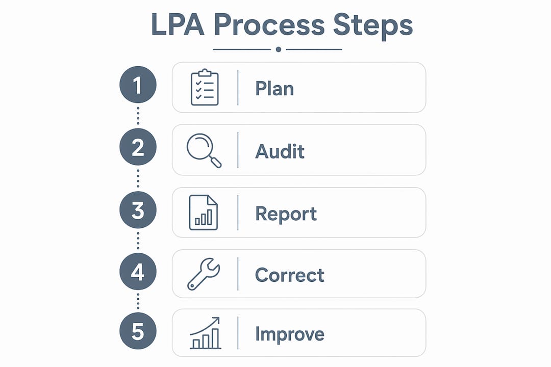 Infographic illustrating layered process audit steps